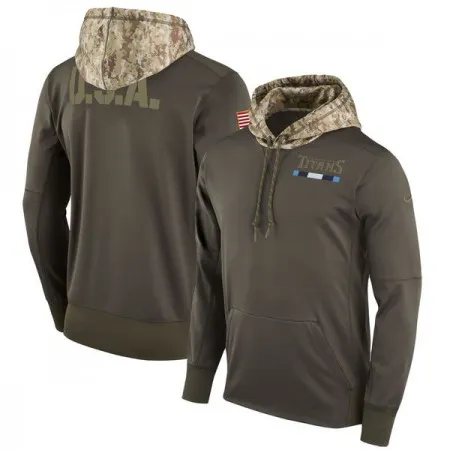 Men's Tennessee Titans  Olive Salute to Service Sideline Therma Pullover Hoodie