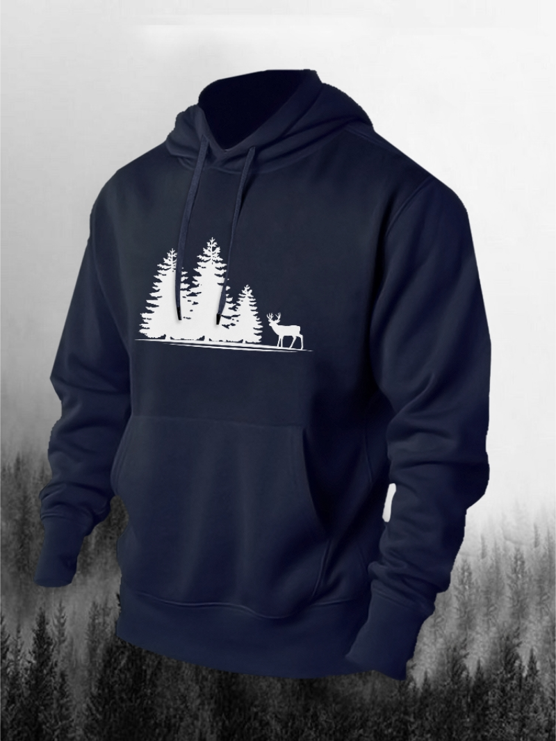 Deer Print Men's Pullover Hoodie