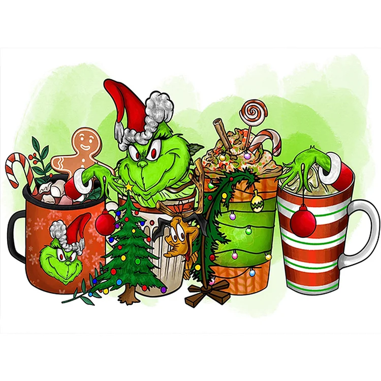 Full Round Drill Diamond Painting -Grinch Cup Drink - 40*30cm
