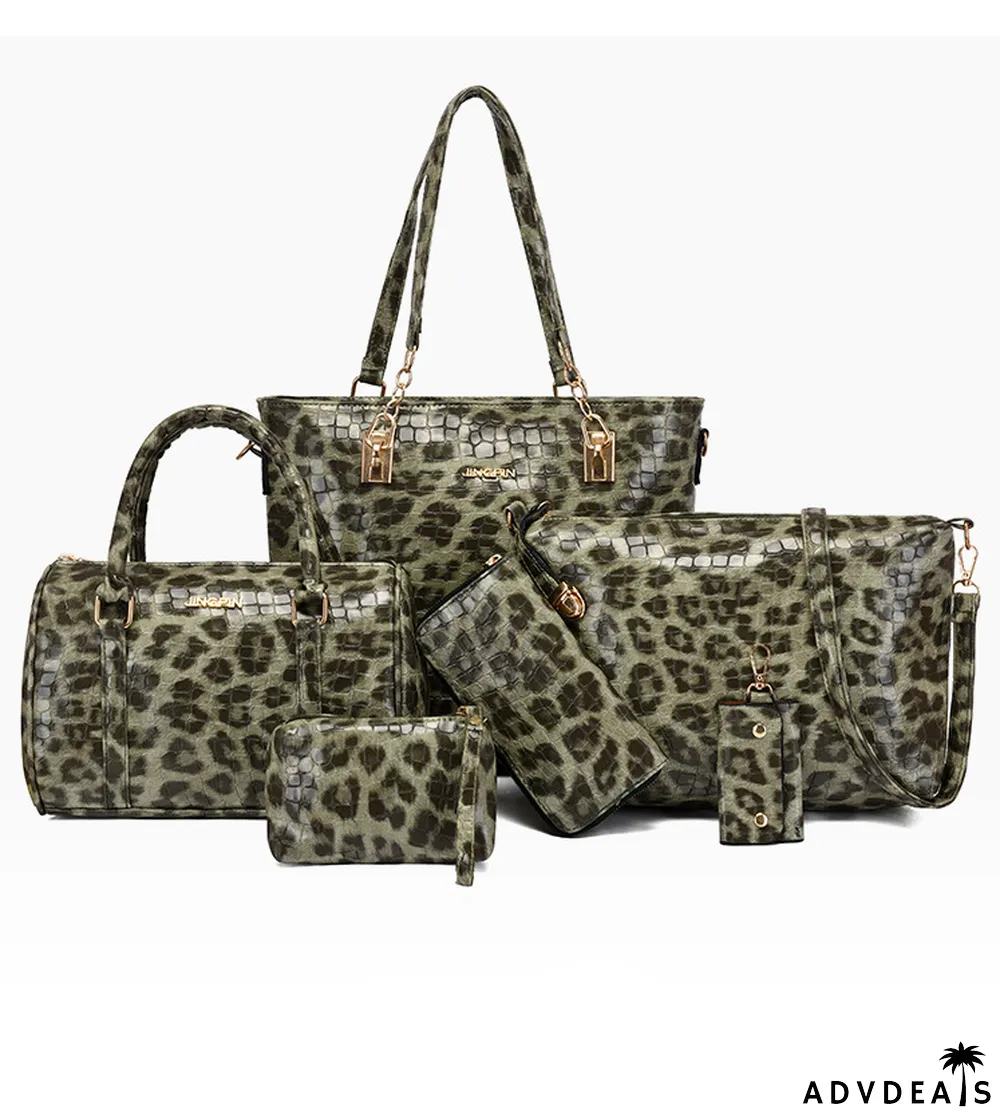 Fashionable crocodile pattern six-piece bag retro portable pillow bag one-shoulder Messenger large-capacity women's bag