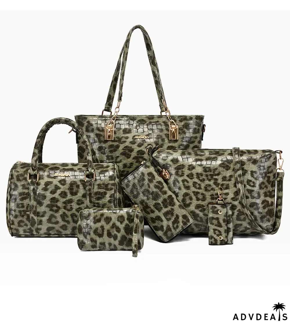 Fashionable crocodile pattern six-piece bag retro portable pillow bag one-shoulder Messenger large-capacity women's bag