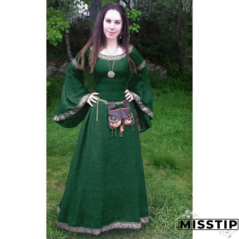 Women's Classic Medieval Long-sleeved Round Neck Dress Dresses