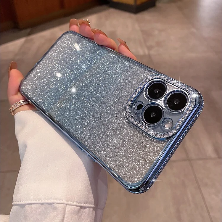 Luxury Glitter Bling Diamond Phone Case for iPhone 14 Pro 13 12 11 Pro Max X Xr 15 Plus Xs Max 7 8Plus Transparent Silicon Cover