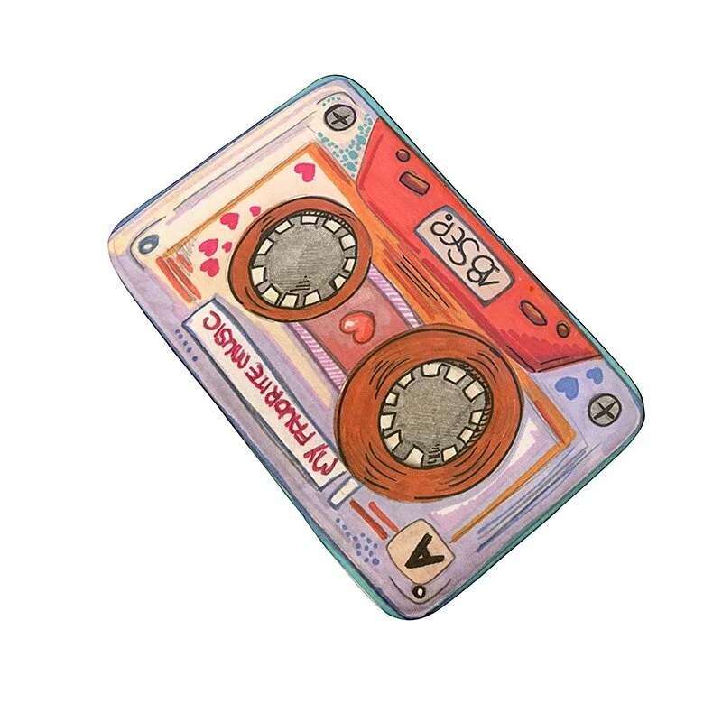 Athvotar Welcome Doormat Retro Cassette Music Tape Floor Carpet Outdoor Entrance Rug Living Room Kitchen Non-Slip Bathroom Kids Mat