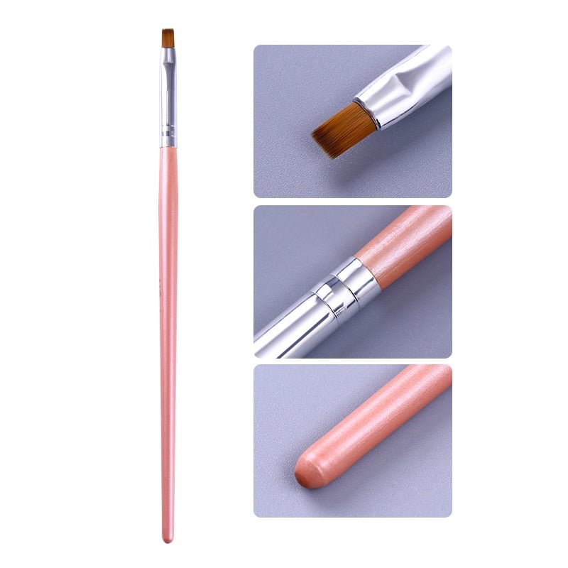 Painting Brush UV Gel Remover Pen Pink Handle Powder Clean Nail Edge Cuticle Cleaner  Nail Art Tool