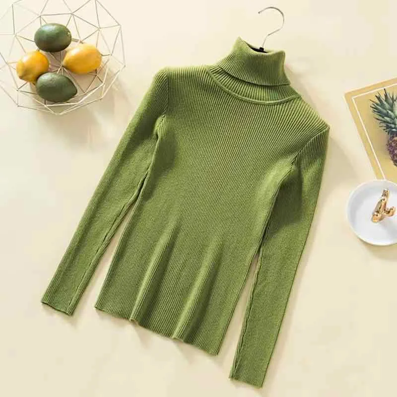 Zoki Pullovers Women Turtleneck Sweaters Fashion Spring Long Sleeve Female Jumper Autumn Korean Basic Top Soft Knitted Sweater