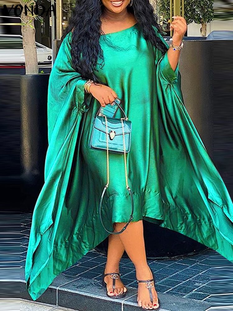 Side Splited Solid Color Bat Sleeve Women Casual Dresses SKUJ01917 QueenFunky