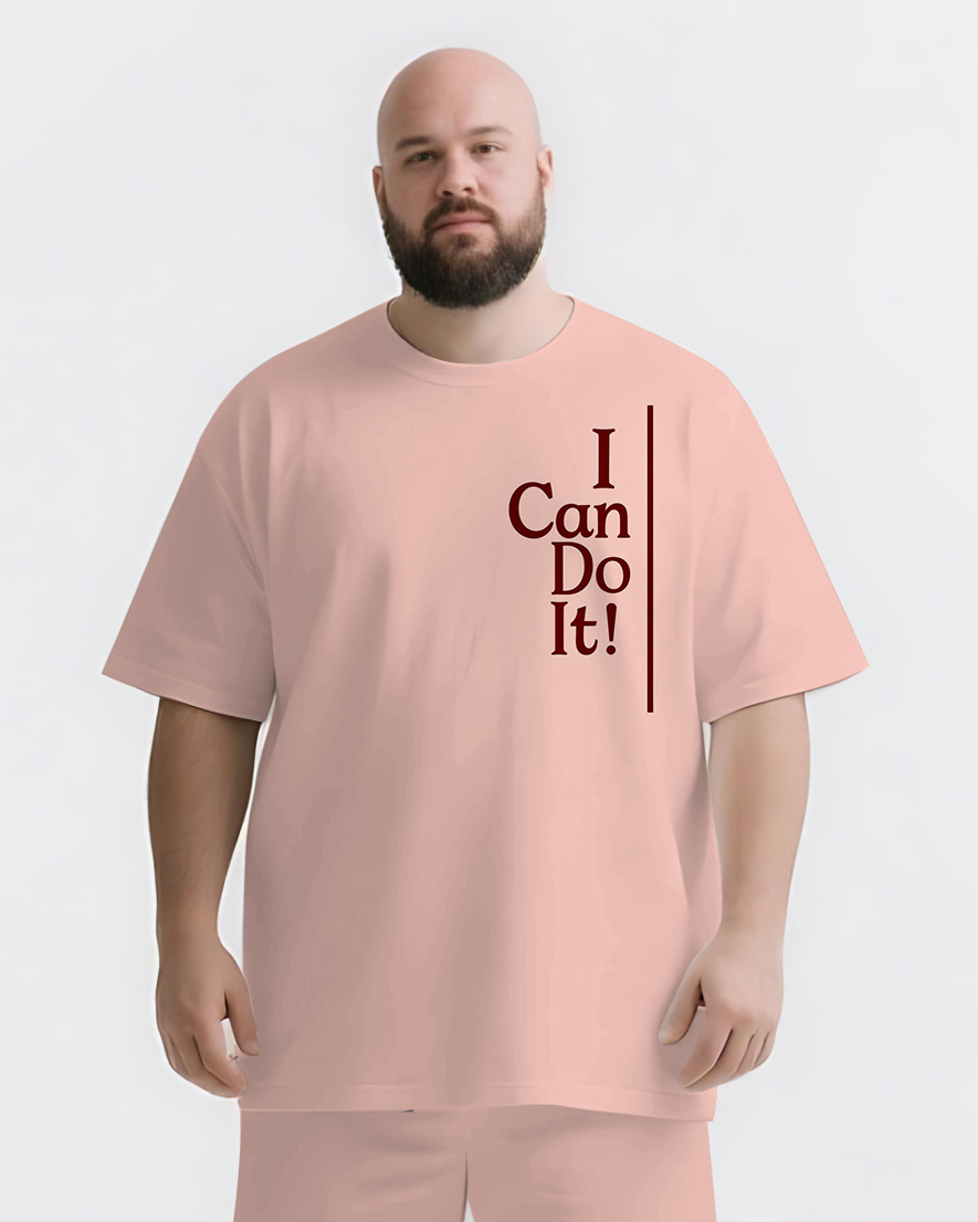 No Matter What You Can Do It Big & Tall Men's Simple Lettering T-shirt 2-Piece Set