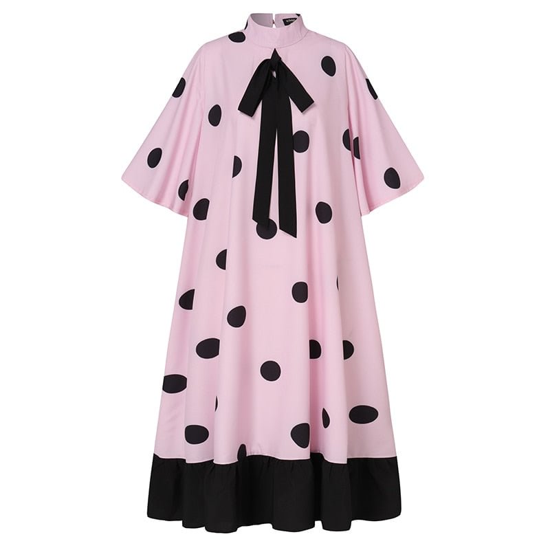 Women Summer Dress Vintage Polka Dot Swing Party Midi Vestidos 2022 VONDA Casual Flare Short Sleeve Beach Sundress Oversize