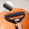 2In1 Pet Grooming Rake Anti-Slip Handle Double-Sided Deshedding Comb Multi-Purpose Extra-Wide Dog Grooming Brush for Detangling Deshedding Brushing/Thinning