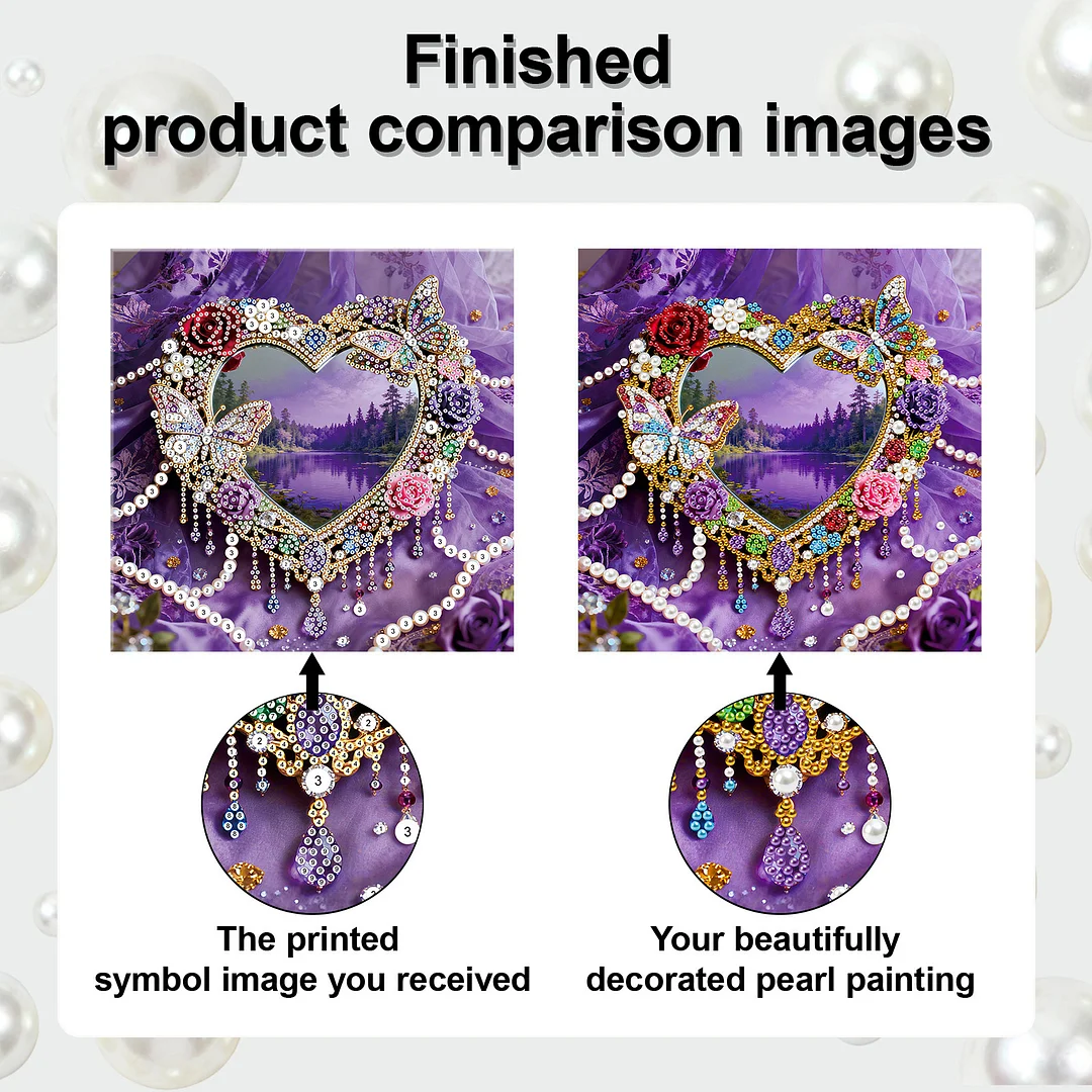 Heart DIY Pearl Art Diamond Painting Kit for Adult Home Decor 25x25cm With Frame