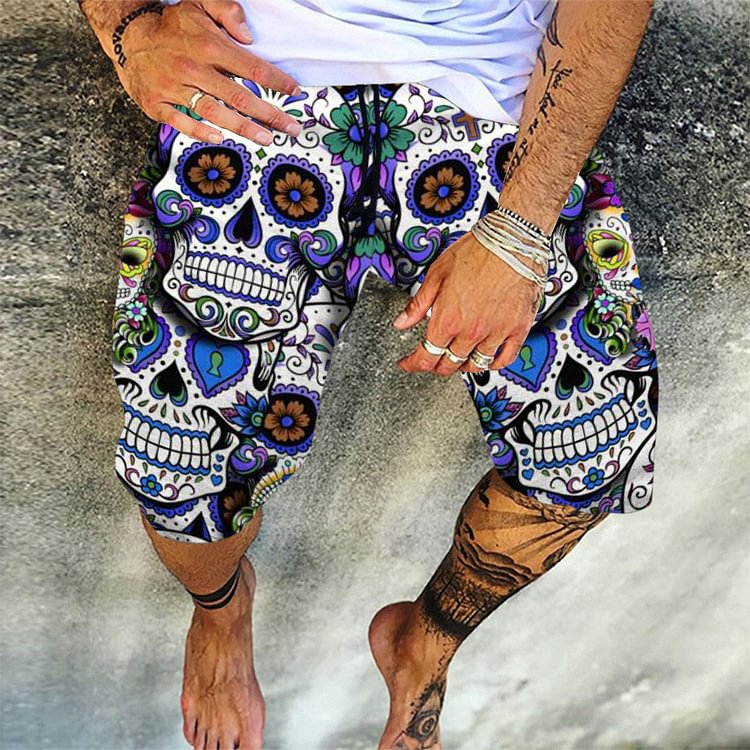 Lace-Up Straight Skull Lace-Up Men's Casual Pants