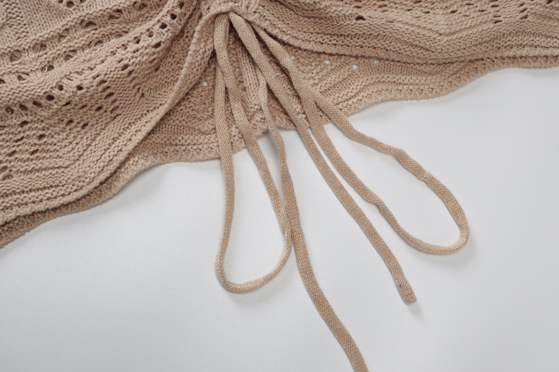 Ootddress Hollow Out V-Neck Knitted Dress Long Sleeve Drawstring Ruched Flod Knit Sexy Bodycon Dresses Women Summer 2025 Vestidos 7 Ootddress Hollow Out V-Neck Knitted Dress Long Sleeve Drawstring Ruched Flod Knit Sexy Bodycon Dresses Women Summer 2025 Vestidos