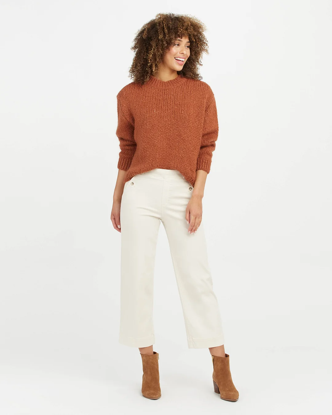 Stretch Twill Cropped Wide Leg Pant