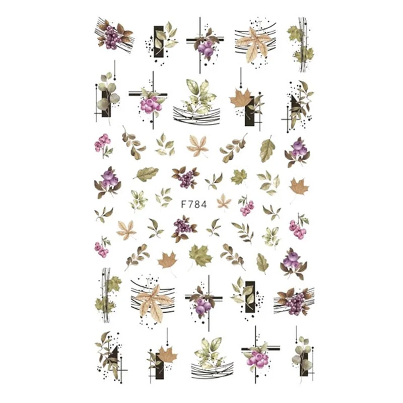 1pcs Autumn Winter Nail Sticker Robin Snow Birds Flower New Year Halloween Christmas 3D Decals Nail Art Design Decor Accessories-Nail Inspo