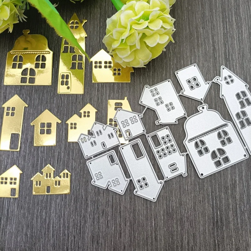 Different Houses Architecture Metal Cutting Dies Embossing Scrapbooking Stencil Craft Cut Die For DIY Card Crafts Handmade