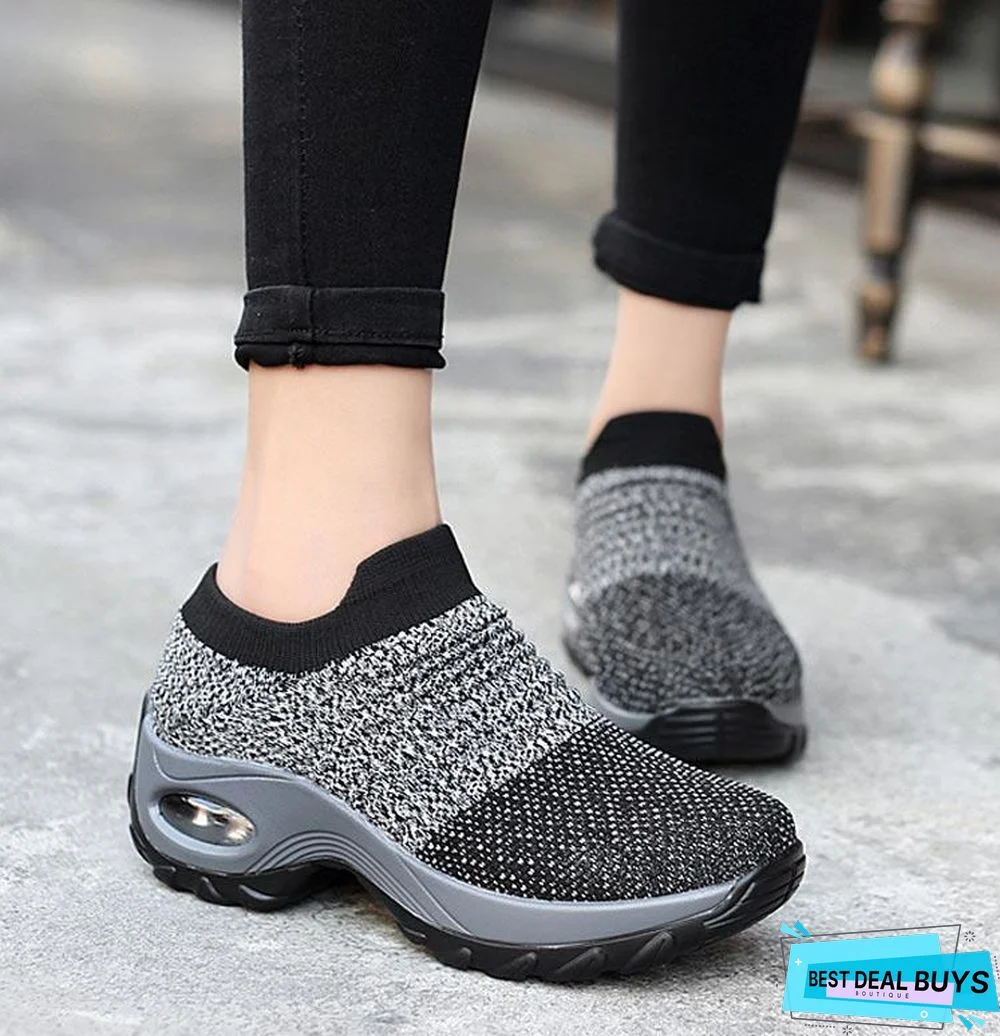 Women Breathable Mesh Slip-On Air Cushion Casual Sneaker Shoes