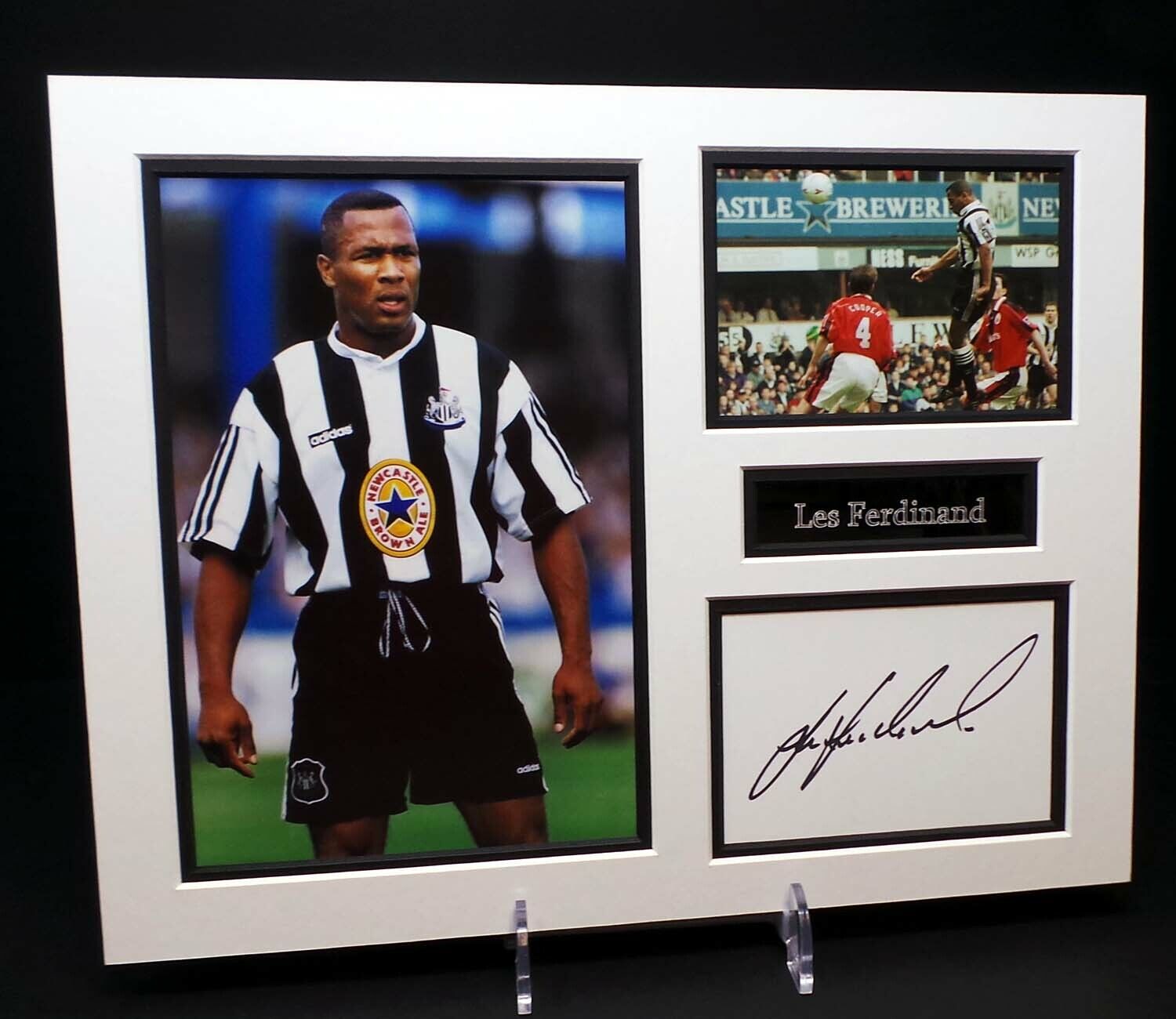 Les FERDINAND Signed Mounted Photo Poster painting Display AFTAL RD COA Newcastle United Legend