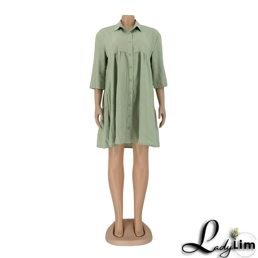 Women's Dress Short Sleeve Shirt Dress Loose Summer Short Skirt A-Line Skirt