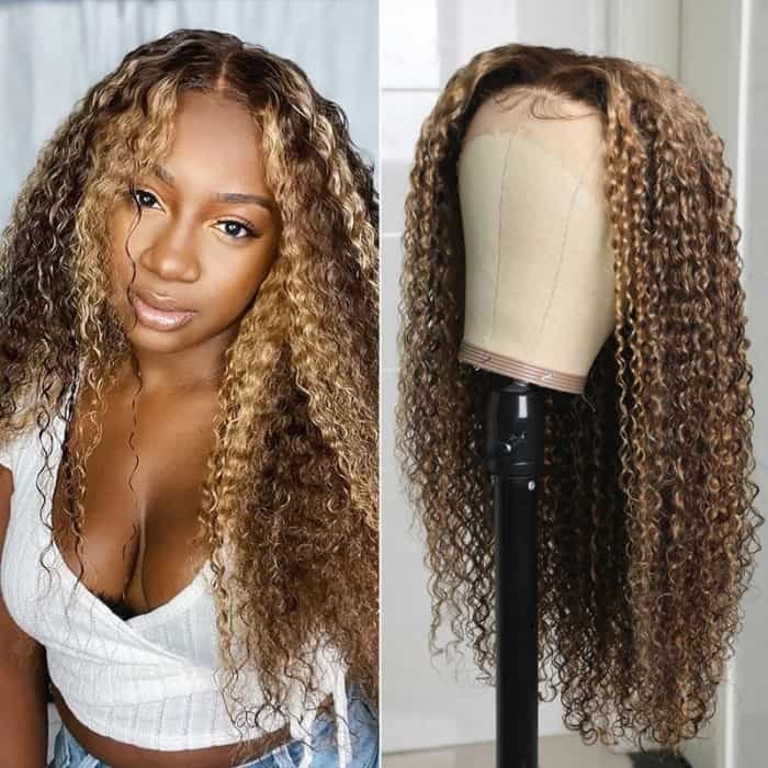 Affordable Invisible Glueless Lace Wig | Honey Blonde Curly Wigs | Soft & Manageable US Mall Lifes
