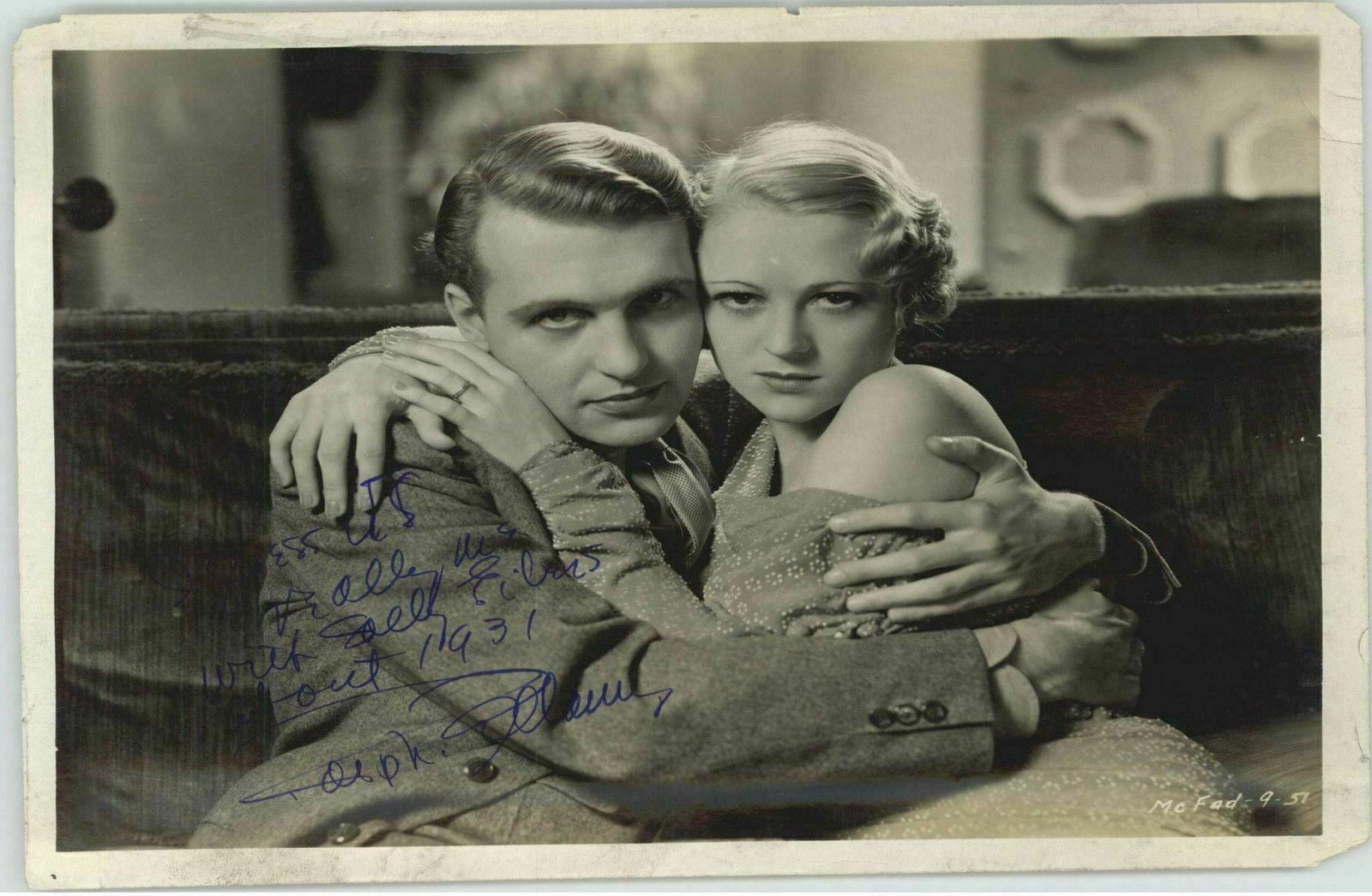 RALPH BELLAMY (DECEASED) 1931 SIGNED PICTURED W/ RUTH CHATTERTON JSA #P41543