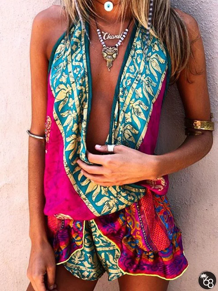 Boho Multicolor Printed Casual Jumpsuit | 168DEAL