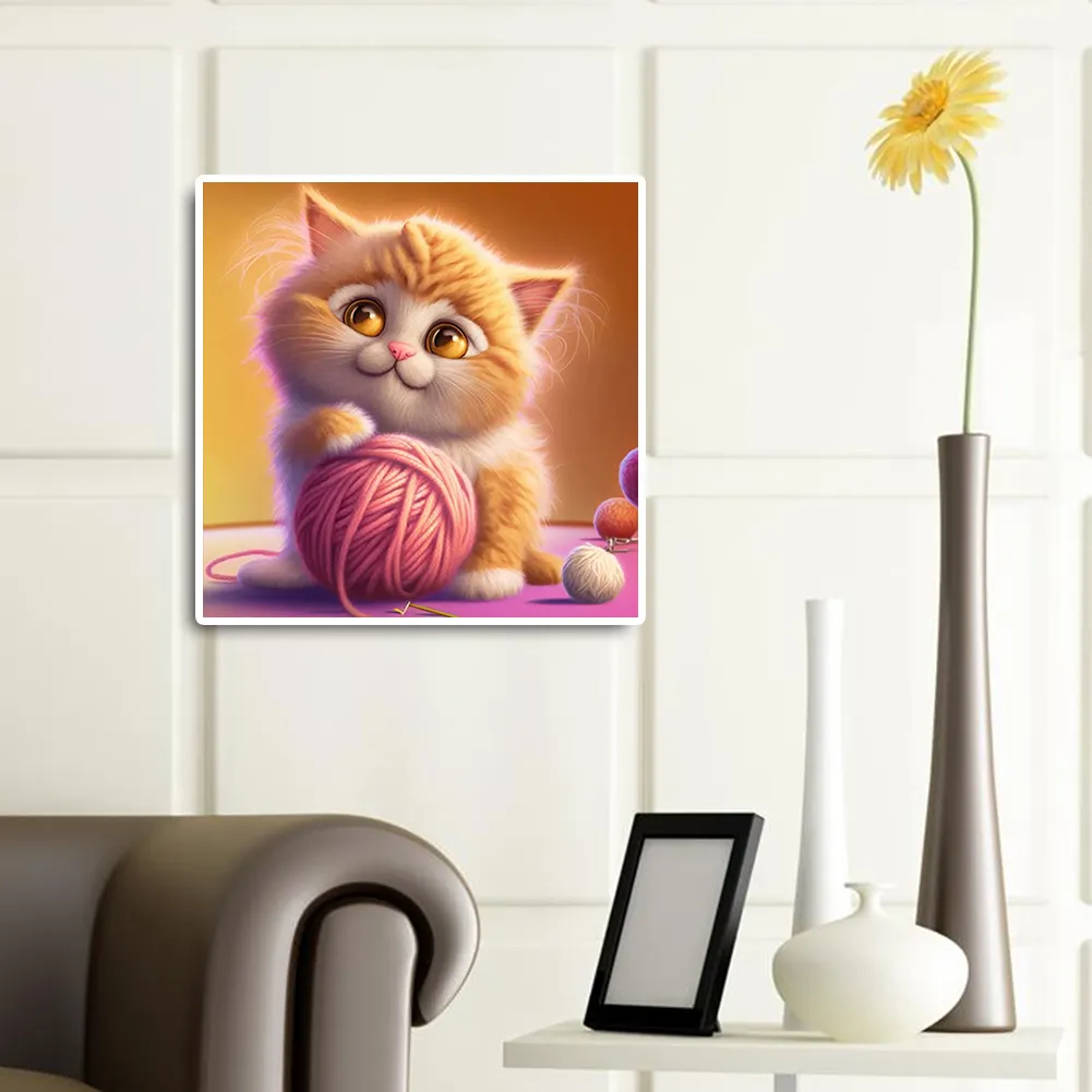DIY Paint By Number 40*40cm - Cat Playing With Yarn