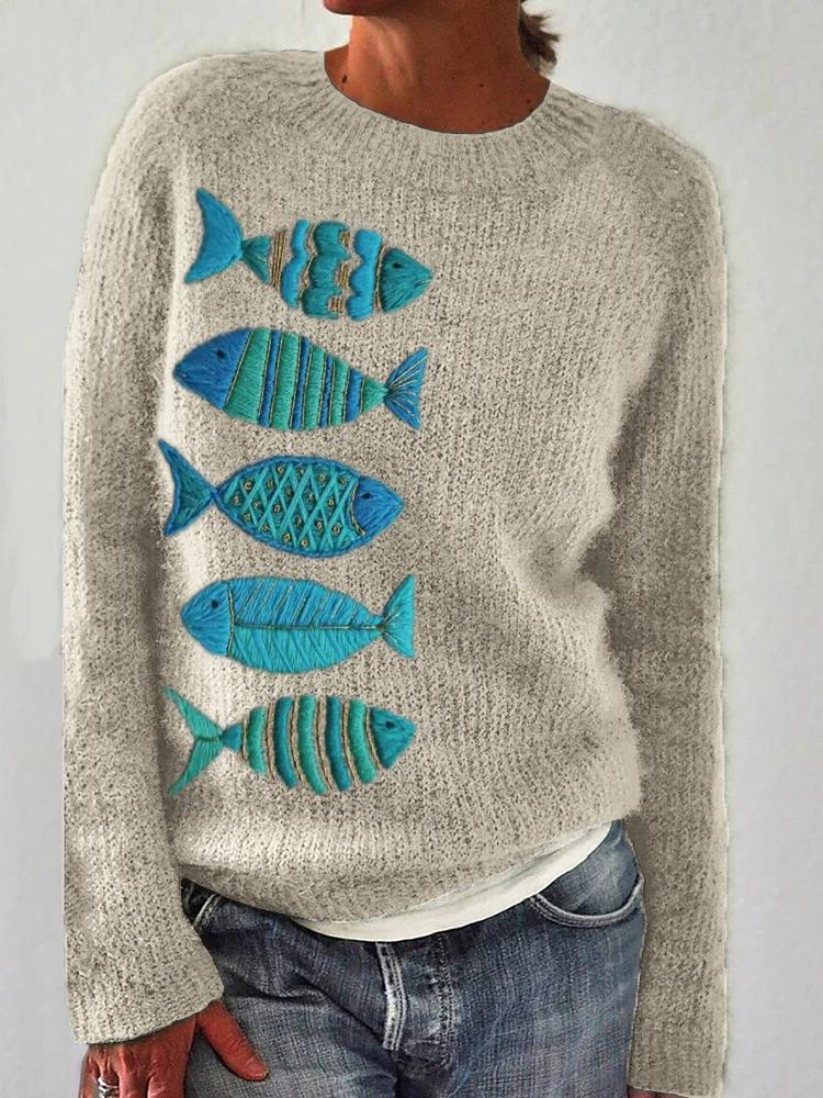 Irish Celtic Love Knot Embroidered Jacquard Cozy Sweater