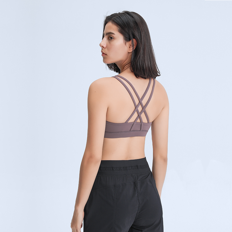 Naked Feel Cross Criss Back High Impact Sanding Sports Yoga Bra