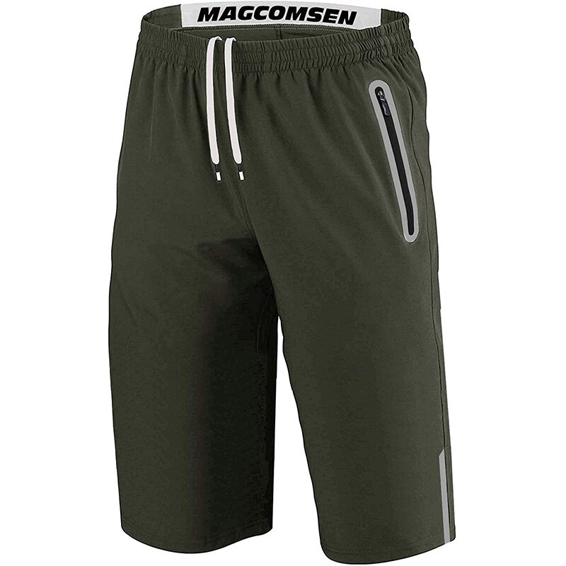 Men's Outdoor Hiking Summer Quick Dry Thin Breathable Ripstop Knee Shorts with Reflective Zipper Pockets