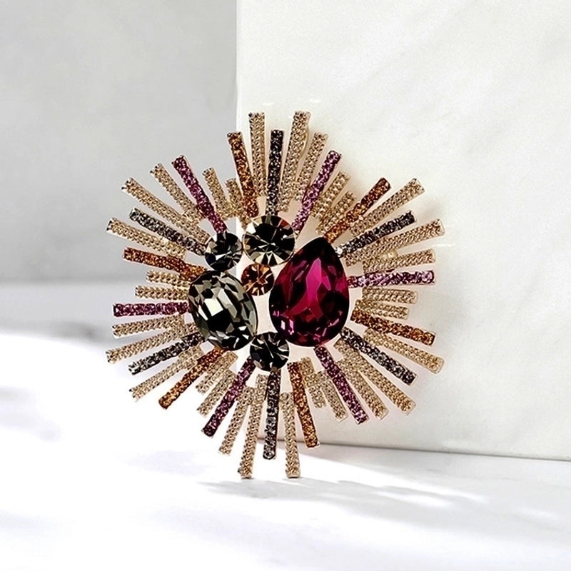 Luxurious Pin Flower Alloy Plating Artificial Diamond Women’S Brooches