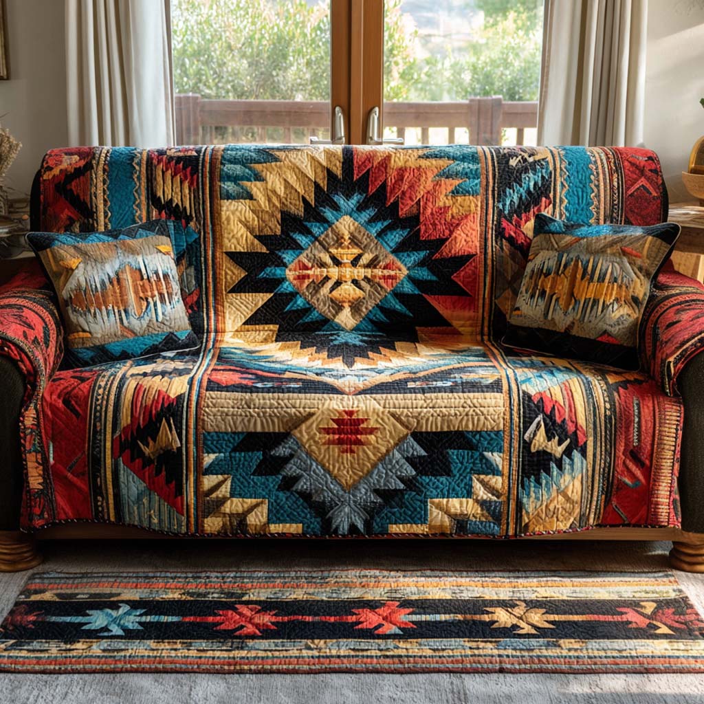 Southwestern Starburst Quilted Sofa Cover NCU0XD1830 everthome