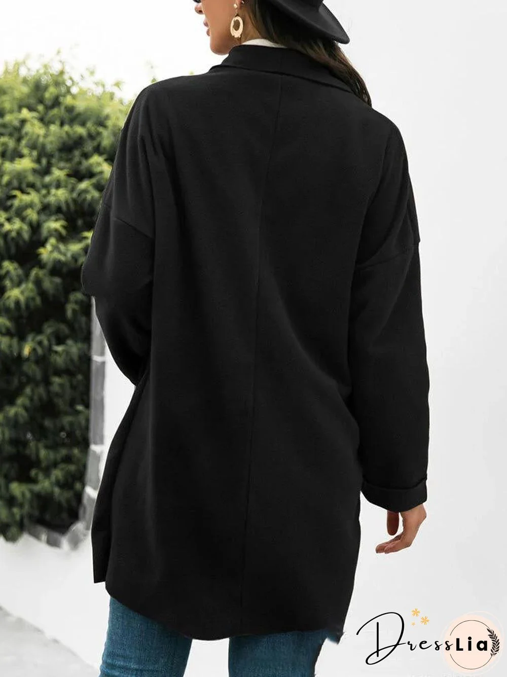 Waterfall Collar Pure Color Coat