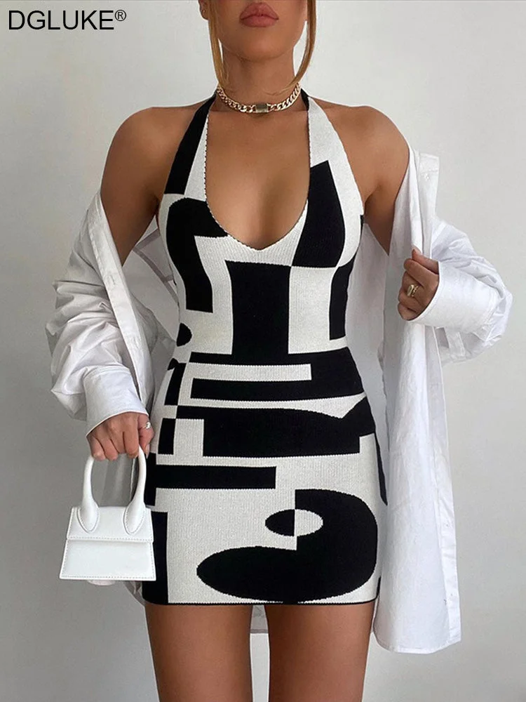 Geometric Print Short Summer Dresses