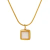 Neat Square White Shell Pendant Necklace