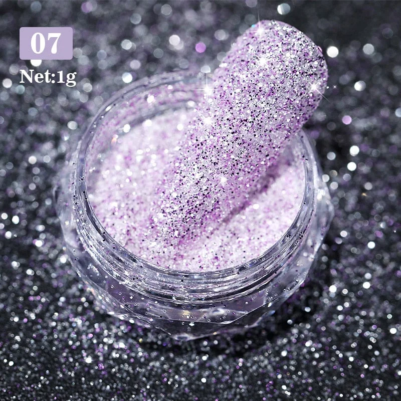 1Box Aurora Sea Salt Nail Powder Crystal Diamonds Glitter Iridescent Reflective Nail Glitter Sparkly Chrome Pigment Polish Gel-Nail Inspo