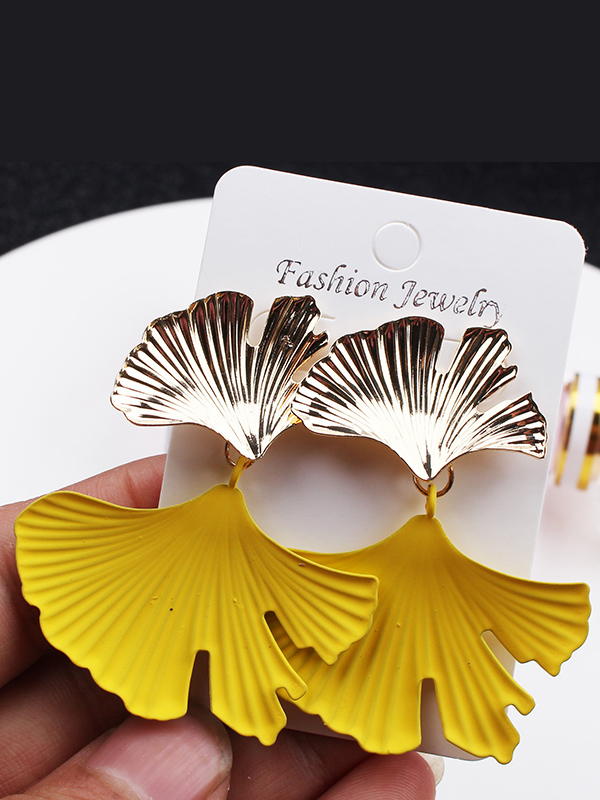 Leaves Shape Geometric Drop Earrings YELLOW-One_size
