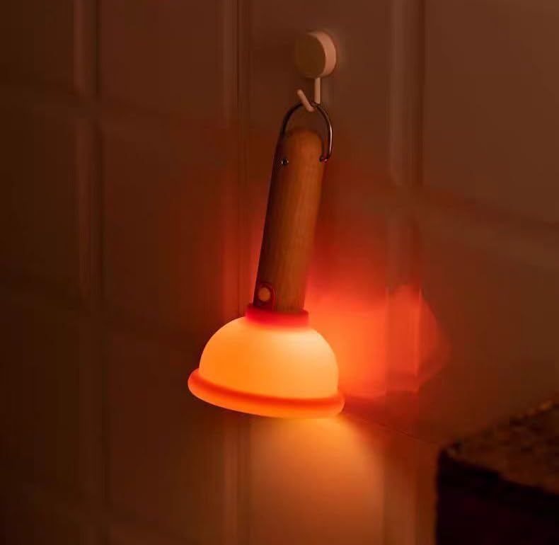 Plunger Night Light,Funny lamp，echargeable led Flashlight，Wooden Bar Silicone ，Cute Plunger， 30-Min Timer, One-Button Control, Weird Lamps，Funny Gift，Cool Gift！
