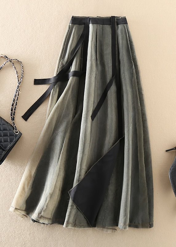 Modern Black Green retro Asymmetrical Patchwork Skirts
