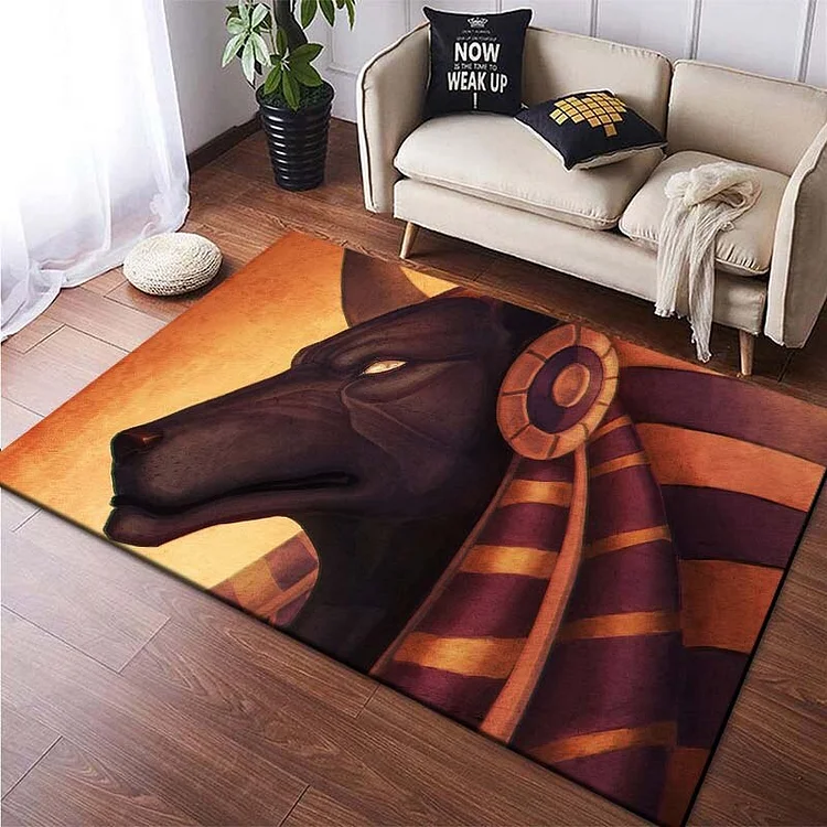 Egyptian Anubis Pictograph and Symbol Printing Carpet Fashion Home Decoration Non -slip Carpet Photography Prop Birthday Gifts