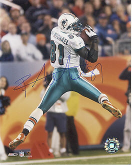 RANDY MCMICHAEL MIAMI DOLPHINS ACTION SIGNED 8x10