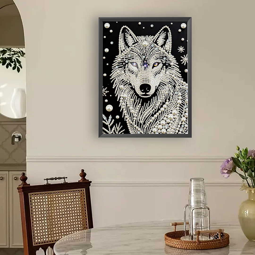 Wolf DIY Pearl Painting Kit for Adults Home Wall Decor 30x40cm Without Frame