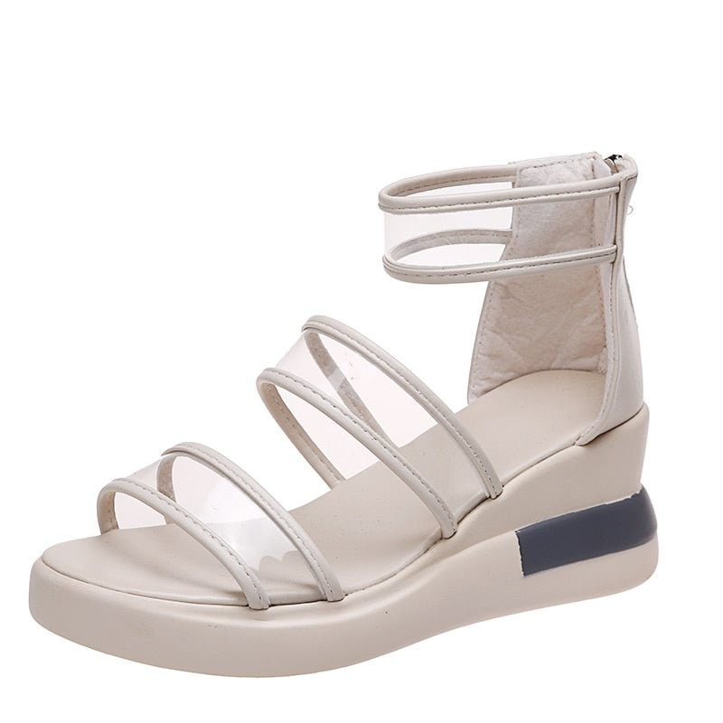 Drop Shipping 2022 New Summer PVC Sandals Platform Women Chunky Heel Outside Feet Shoes Summer Back Zipper High Quality