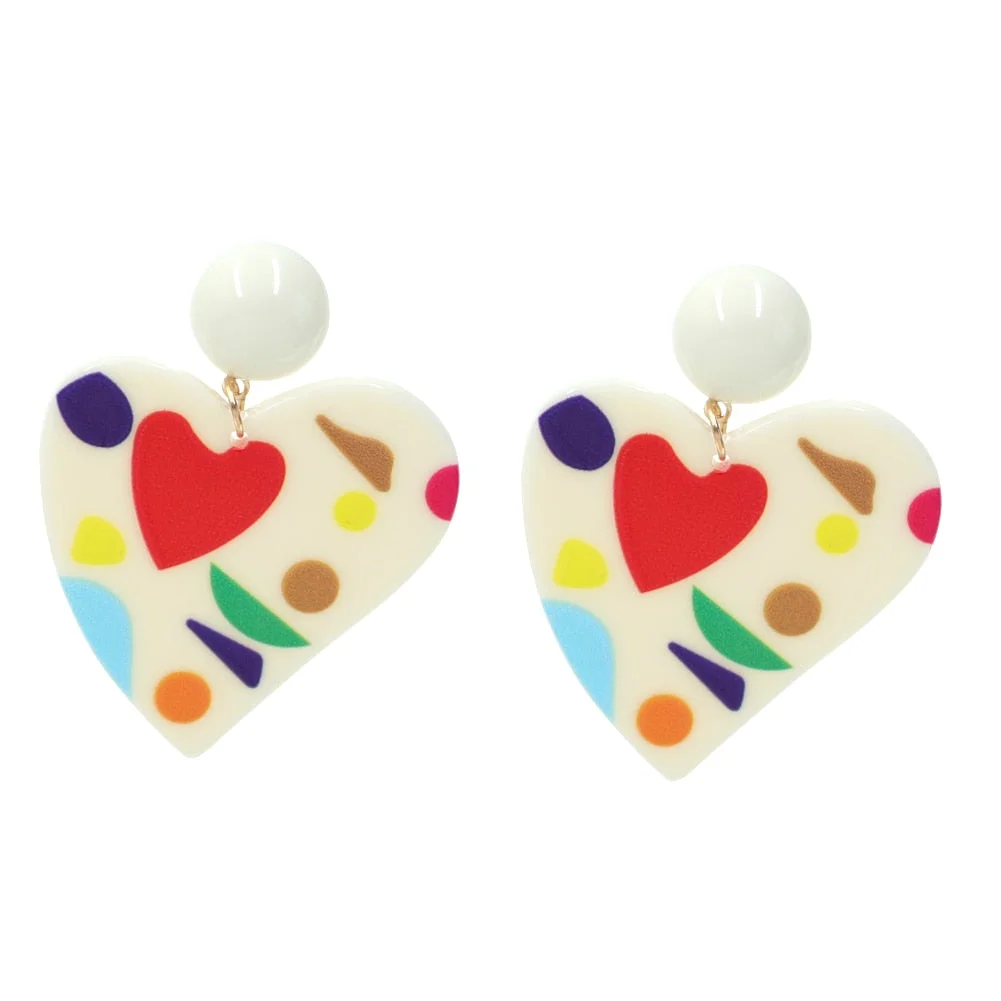 Dvacaman 2022 Valentine's Day Heart-Shaped Rhinestone Earrings For Women Shiny Statement Wedding Party Gift Crystal Drop Jewelry