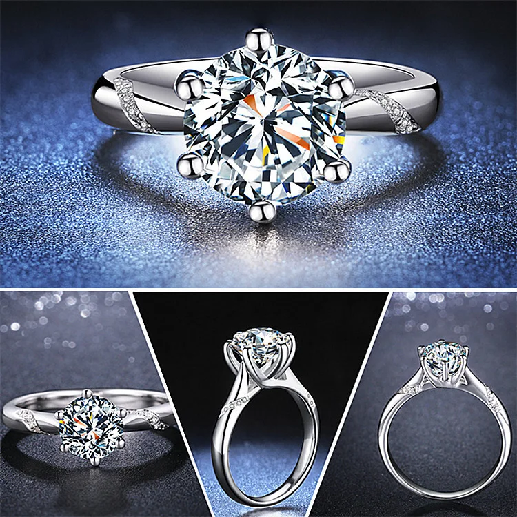 Classic six-prong solitaire moissanite ring