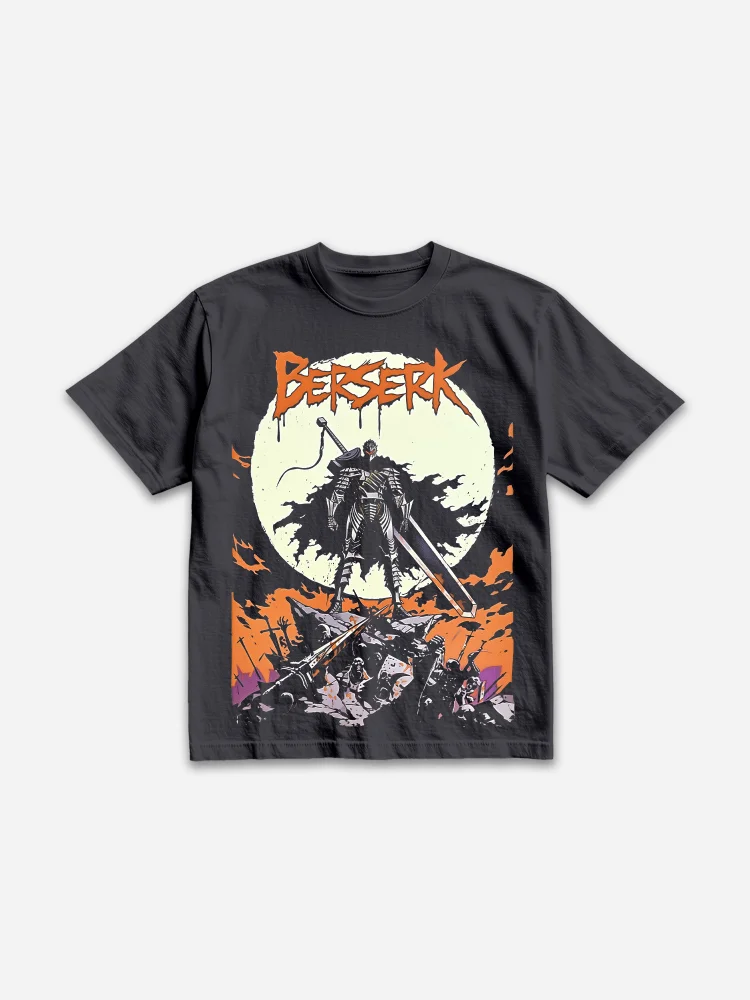 Berserk Black-clad Swordsman Comics Print Cotton T-shirt