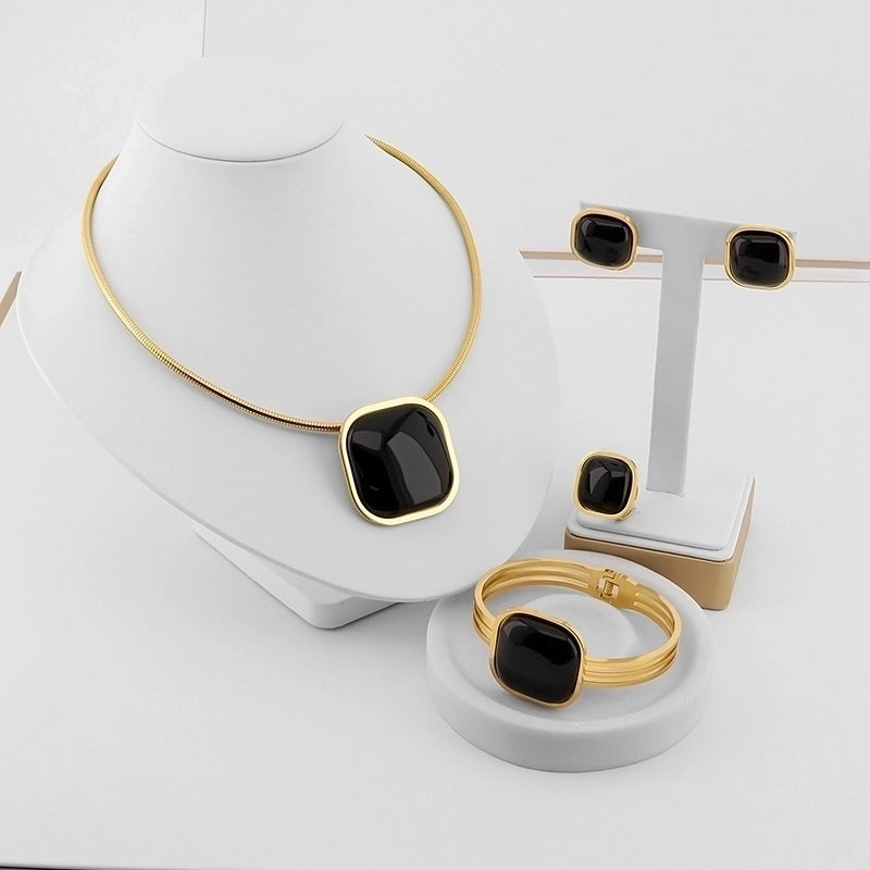 Minimalist Square 304 Stainless Steel 18K Gold Plated Jewelry Set