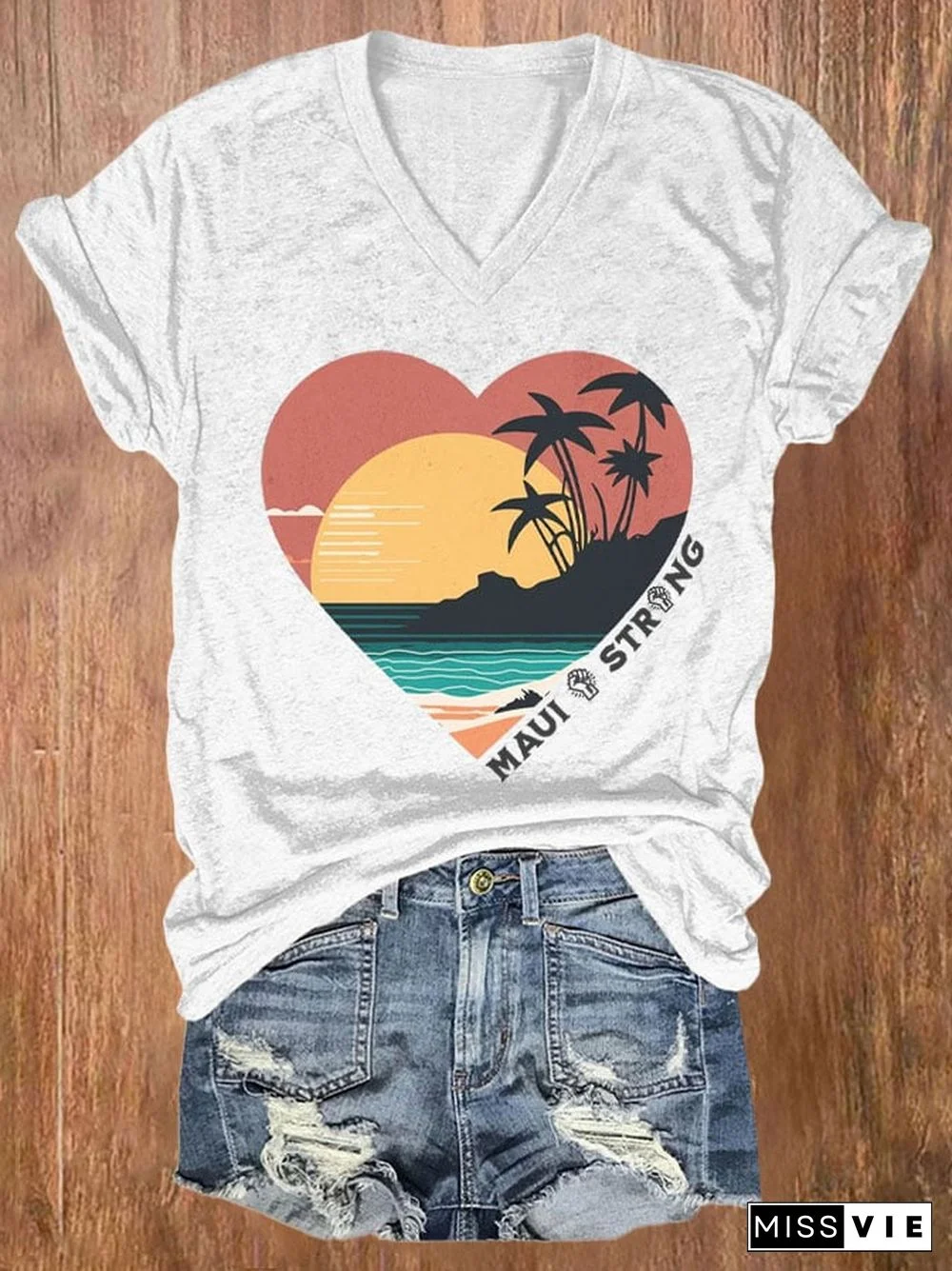 Hawaii Wildfire Event Women's Casual Print T-Shirt