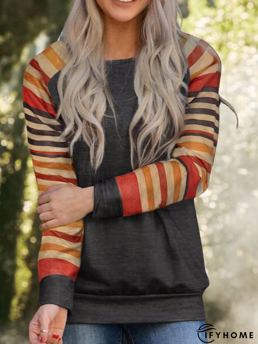 Casual Cotton-Blend Fit Crew Neck Tunic Sweatshirt | IFYHOME