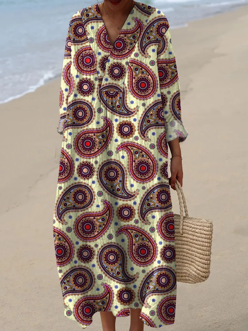 Women's  Boho Vintage Floral Art Print Casual Dress